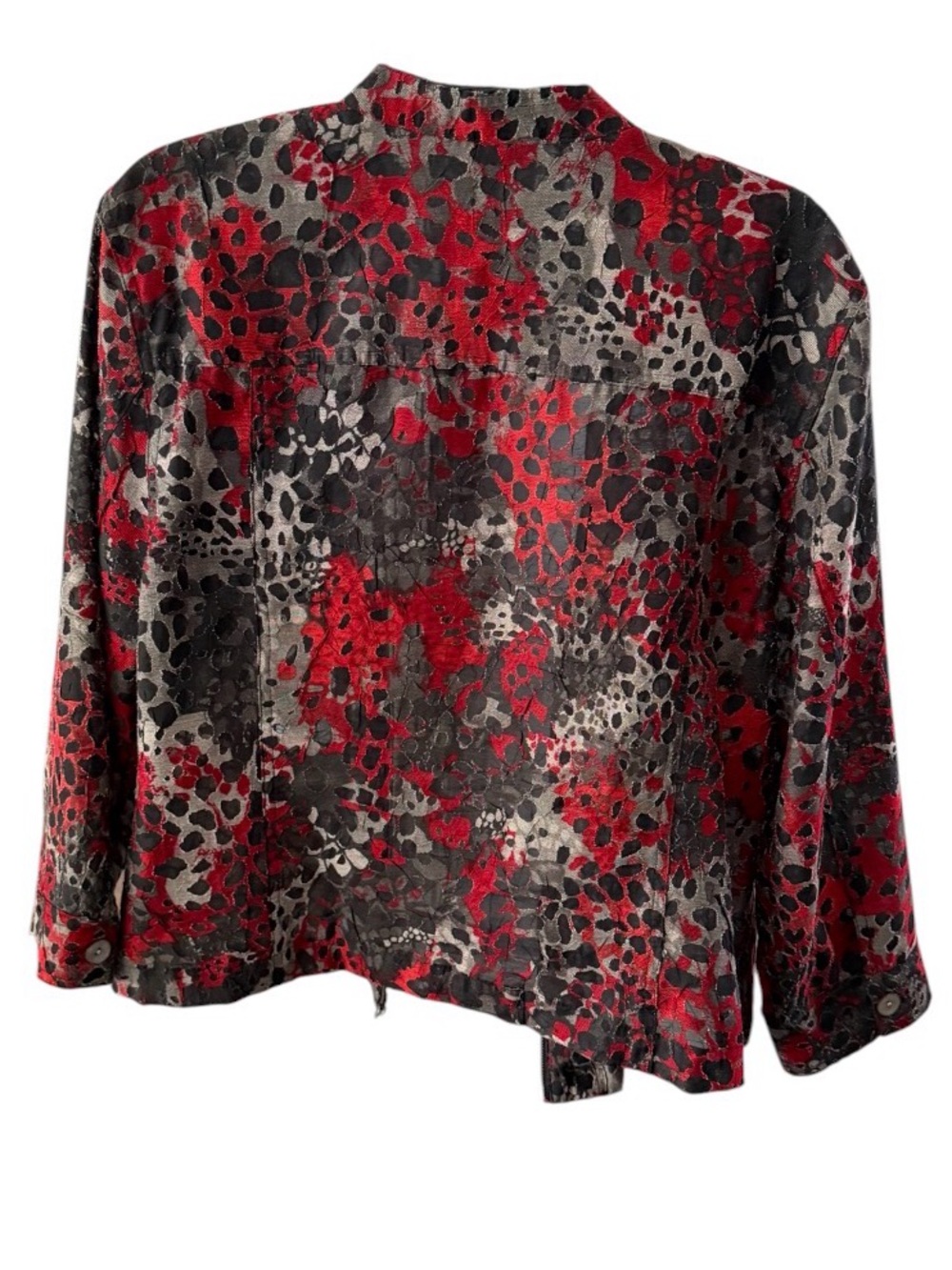 Ruby Rd. Abstract Red Black Animal Print Lightweight Jacket - Picture 4 of 9